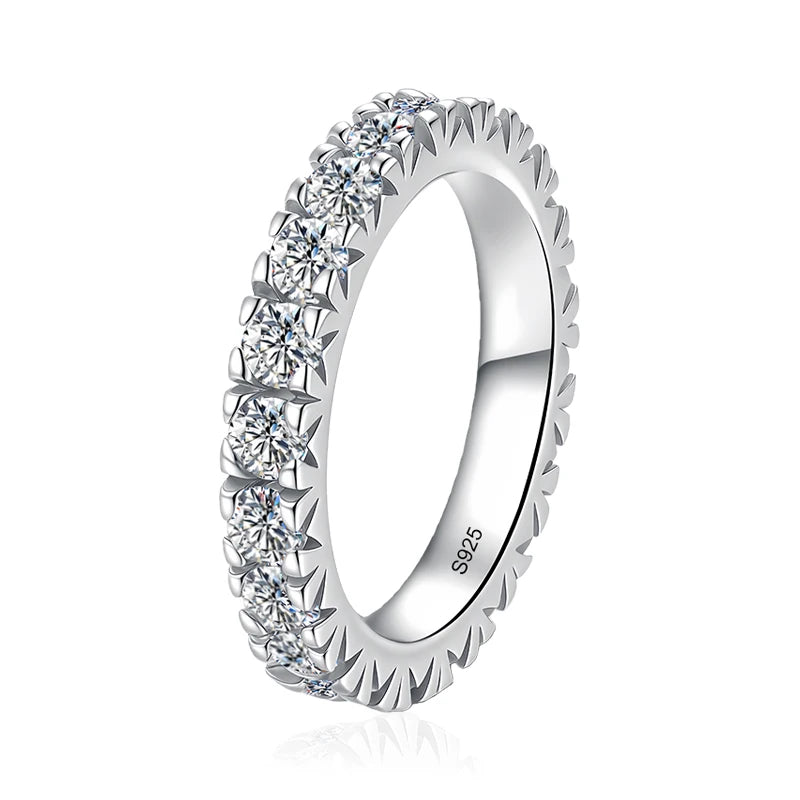 Full 3mm Moissanite Wedding Band Ring 925 Sterling Silver with Gold Plated Eternity Band Engagament Rings Wholesale
