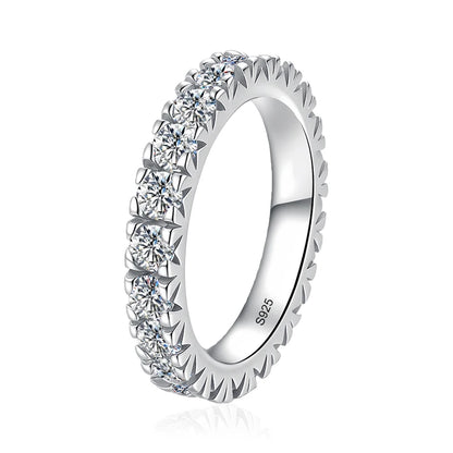 Full 3mm Moissanite Wedding Band Ring 925 Sterling Silver with Gold Plated Eternity Band Engagament Rings Wholesale