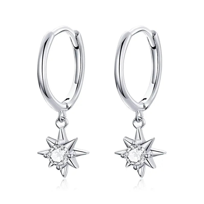 925 Sterling Silver European Simple CZ Ear Buckles Heart Hoop Earrings for Women Wedding Gift Minimalism Jewelry E737