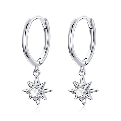 925 Sterling Silver European Simple CZ Ear Buckles Heart Hoop Earrings for Women Wedding Gift Minimalism Jewelry E737