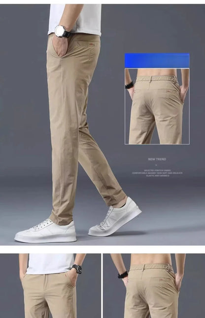 Men Summer Thin Casual Pants Trendy Fashion Classic Solid Color Versatile Straight Trousers Breathable Daily Outdoor Streetwear