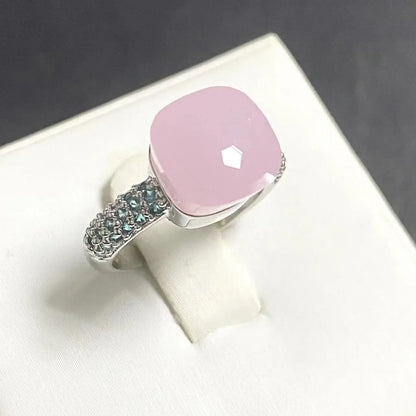 10.6mm Classic Ring for Women Light Blue Zircon Blue Topaz Candy Water Drop Crystal Ring Platinum Plated Jewelry Gift