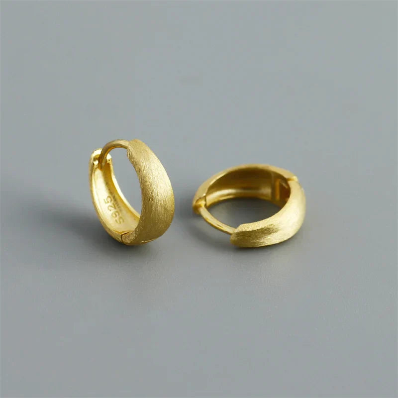 925 Sterling Silver Simple Statement Matte Large Huggies Hoop Earrings for Men Women Fine Gothic Punk Charms S925 Jewelry
