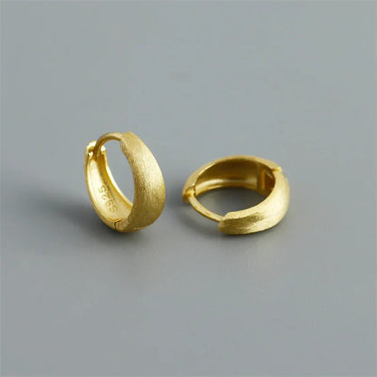 925 Sterling Silver Simple Statement Matte Large Huggies Hoop Earrings for Men Women Fine Gothic Punk Charms S925 Jewelry