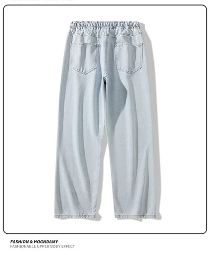 Calça Jeans Masculina Primavera Outono Tendência High Street Reta Perna Larga Roupas Masculinas Calça Jeans Corte Reto