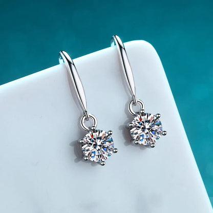 1ct 6.5mm Moissanite Droop Earrings for Women Original Wedding Chrismas Gift S925 Sterling Silver Hoop Earring Wholesale