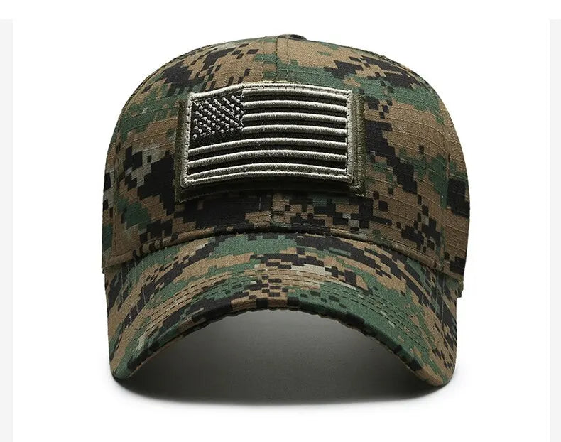 American Flag Camouflage Sticker Embroidered Baseball Cap Net Hat Men's Outdoor Velcro Cap