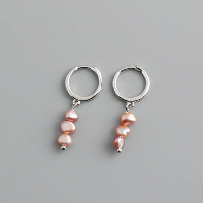 Genuine 925 Sterling Silver Natural Freshwater Baroque  Pearl Unusual Earrings for Women Chic Charming Goth Jewelry 2021