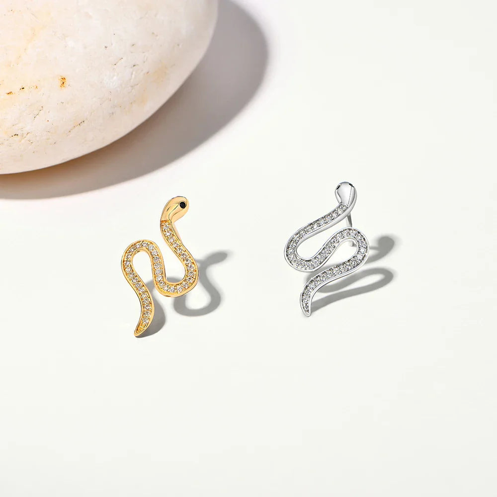 Full moissanite Snake Stud Earring For Women Girls Real 925 Sterling Silver Jewelry Engagement Party Gifts High Quality