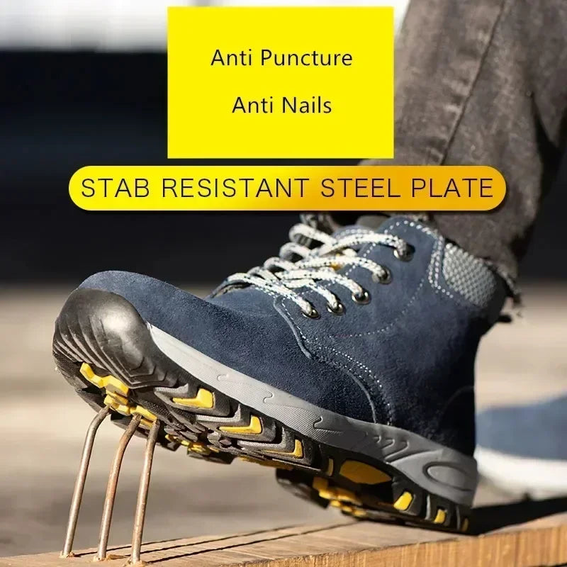 Men's Work Safety Boots High Top Anti-Smash Puncture Resistant Anti-Scald Welding Shoes Indestructible Comfortable Safety Shoes