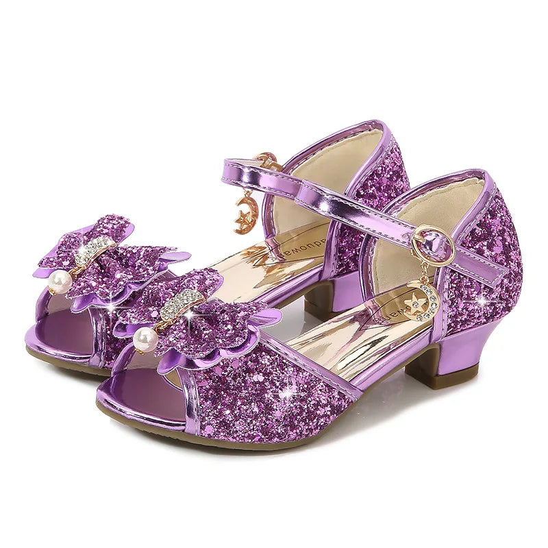 Girls High Heels For Kids Princess Leather Sandals Children Halloween Cosplay Party Wedding Dancing Shoes Fashion Crystal Shoes