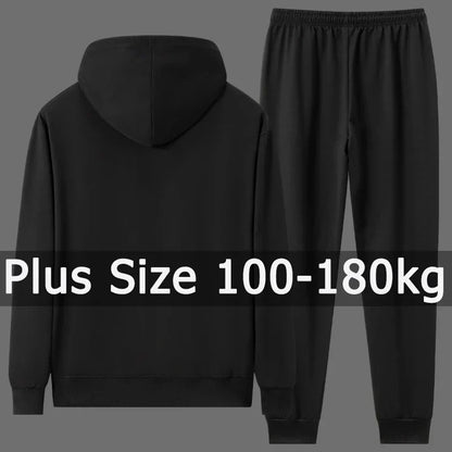 Men Hoodie Sweatshirt Sets Plus Size 6XL 7XL 100-180kg 100% Cotton Autumn Winter Long Sleeve Sport Suits Big Size Men Clothing