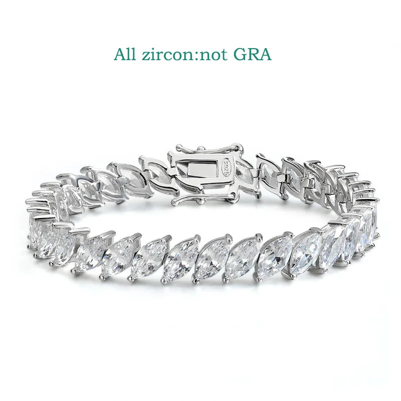 0.5CT Marquise Cut Certified Moissanite Tennis Bracelets for Women Sterling Silver S925 Plated 18k Gold Wholesale Jewelry
