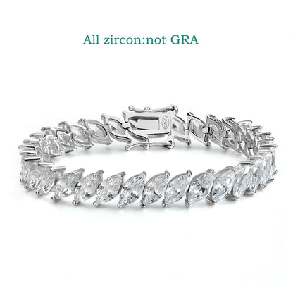 0.5CT Marquise Cut Certified Moissanite Tennis Bracelets for Women Sterling Silver S925 Plated 18k Gold Wholesale Jewelry