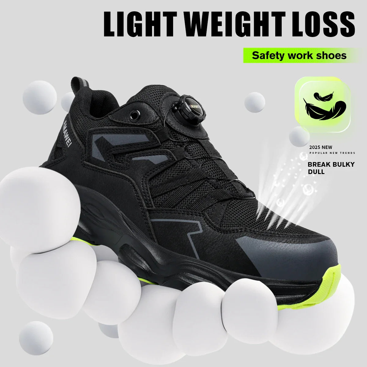 Rotating Button Safety Shoes Men Steel Toe Sneaker Work Shoes Man Puncture Proof Work Safety Boots Black Protective Shoes