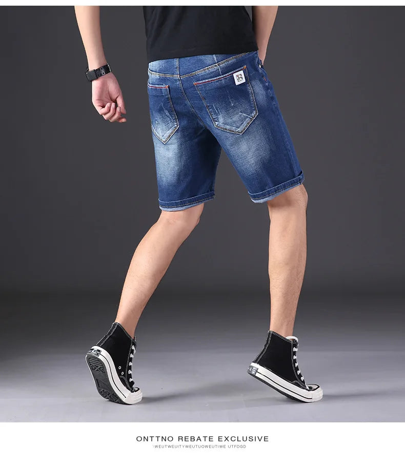 large size men's denim shorts oversized men's elastic waist knee length summer loose shorts men plus size 5XL 9XL 8XL 7XL 190KG
