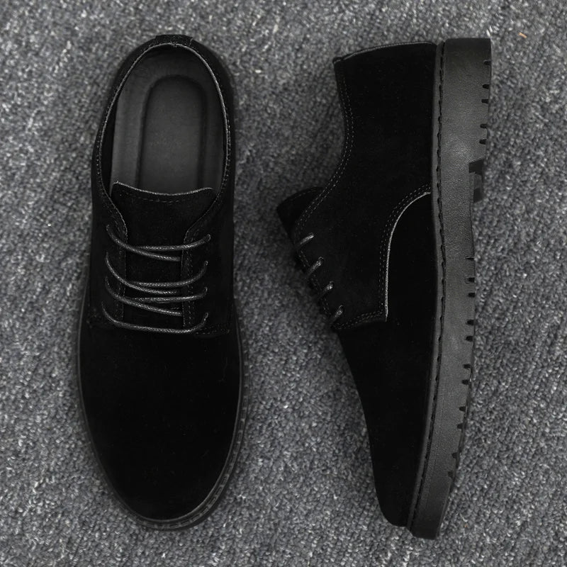 Luxury Brand Mens Casual Shoes Black Men Leather Shoes Fashion Lace Up Platform Work Shoes Wedding Formal Dress Oxfords Shoes