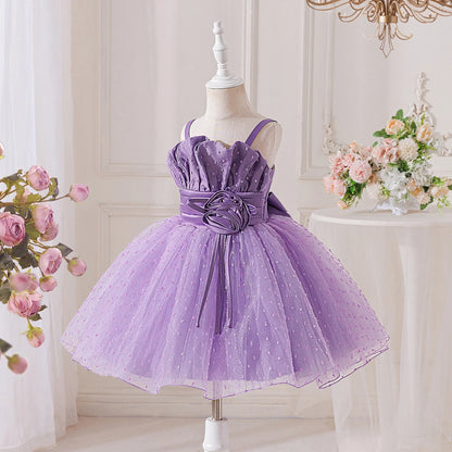 Summer Flower Bridesmaids Party Girls Dress Elegant Tulle Baptism Wedding Evening Prom Dresses Girl Gala Birthday Princess Gown