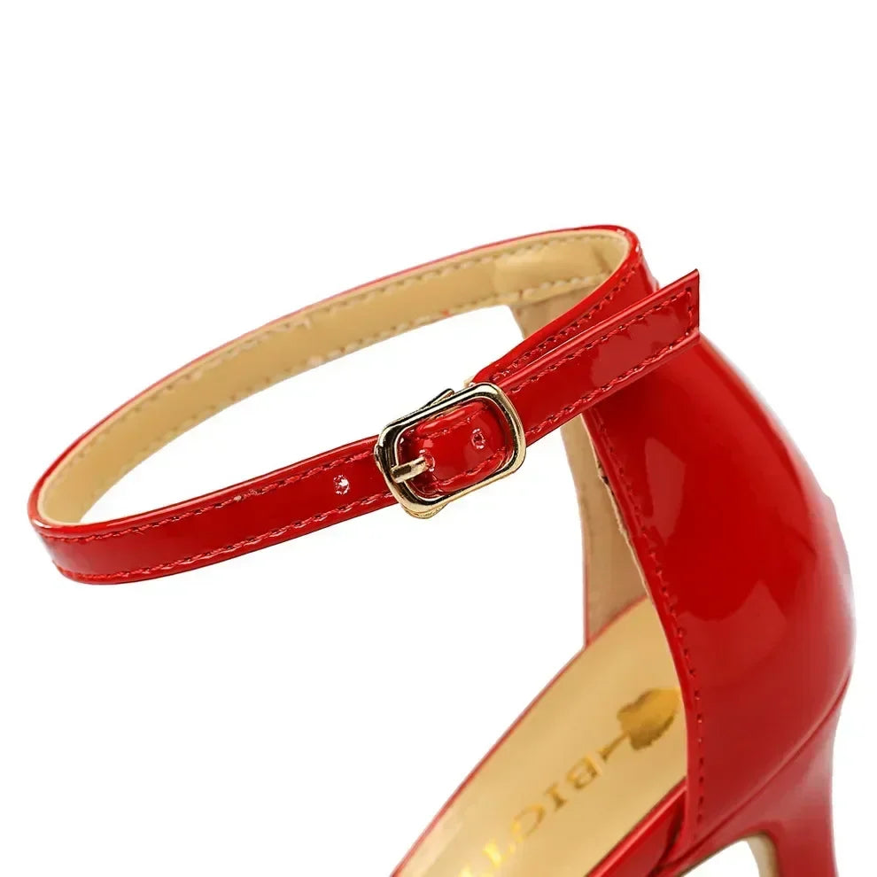 Women Gladiator Stiletto Classic Ankle Strap Holiday Beach Sandals Lady Fashion Suede 8cm 11cm High Heels Sexy Red Brown Sandles