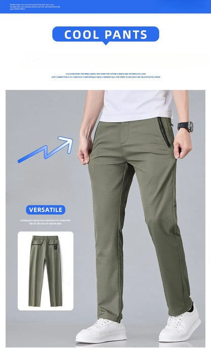 Fashion New in Men's Casual Pants Straight Slim Thin Korean Breathable Comfortable Brand Male Clothing Summer Trousers