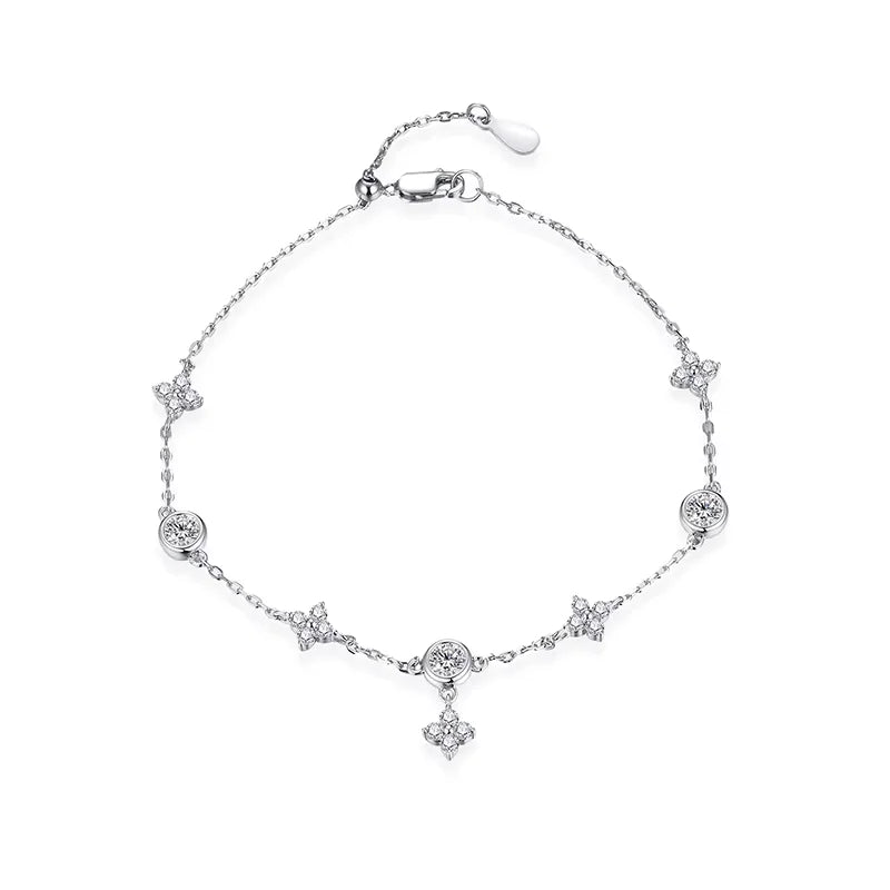 Classcial Moissanite Bracelet for Women 925 Sterling Silver Soild 18K 14K 10K Gold Pearl Bracelet for Party Anniversary