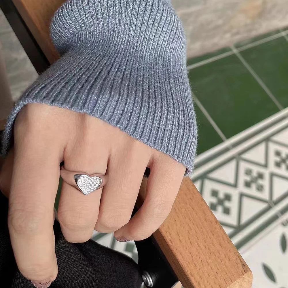 D VVS1 Heart Moissanite Engagement Ring 925 Sterling Silver Plated 18k White Gold Diamond Rings for Women Brithday Gift