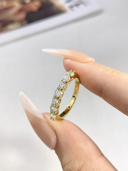 Pretty 1.5mm-5mm Full Moissanite Row Rings for Women S925 Silver Sparkling D color VVS1 Moissanite Diamond Women's Rings Gift