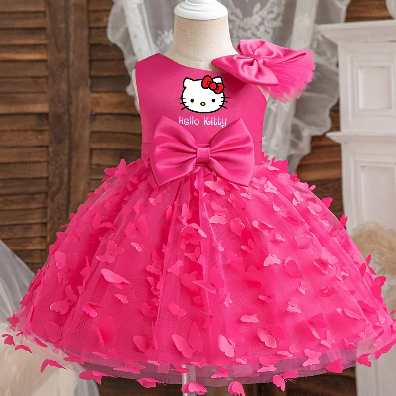 Girl Princess Dress Kid Clothes Party Birthday Outfits Evening Party Tulle Dress Wedding Wear Summer Bowknot Dress