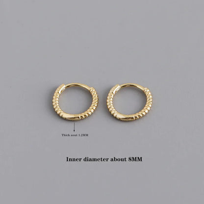 925 Sterling Silver Fashion Piercing Charm Twist Huggies Hoop Earrings for Women Rock Gothic Unisex Jewelry Ear Buckles
