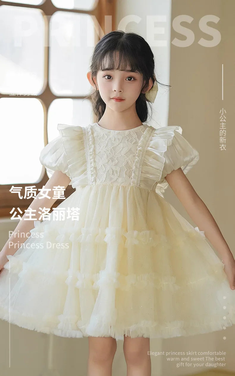 Girls' Princess Dress Summer New Style Little Girl Birthday Dress Dress Fashionable Children's Lolita Dress Short-Sleeved Dress