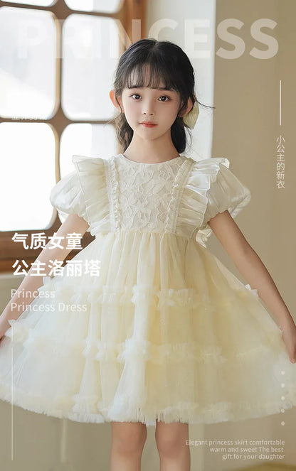 Girls' Princess Dress Summer New Style Little Girl Birthday Dress Dress Fashionable Children's Lolita Dress Short-Sleeved Dress
