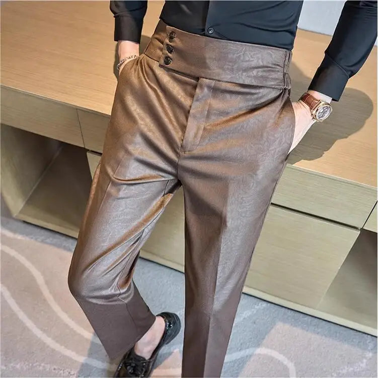 Men Boutique Bright Jacquard Suits Pants Male Formal Wear Trousers Quality Men Business Casual Pants High Waisted Suit Trousers