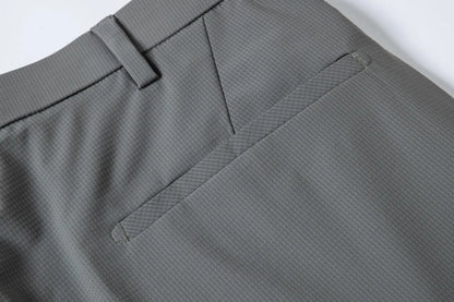 Men's Ice Silk Trousers High Stretch Micro-Grid Straight Leg Pants Business Casual Breathable YKK Zip Quick Dry Slacks 2026