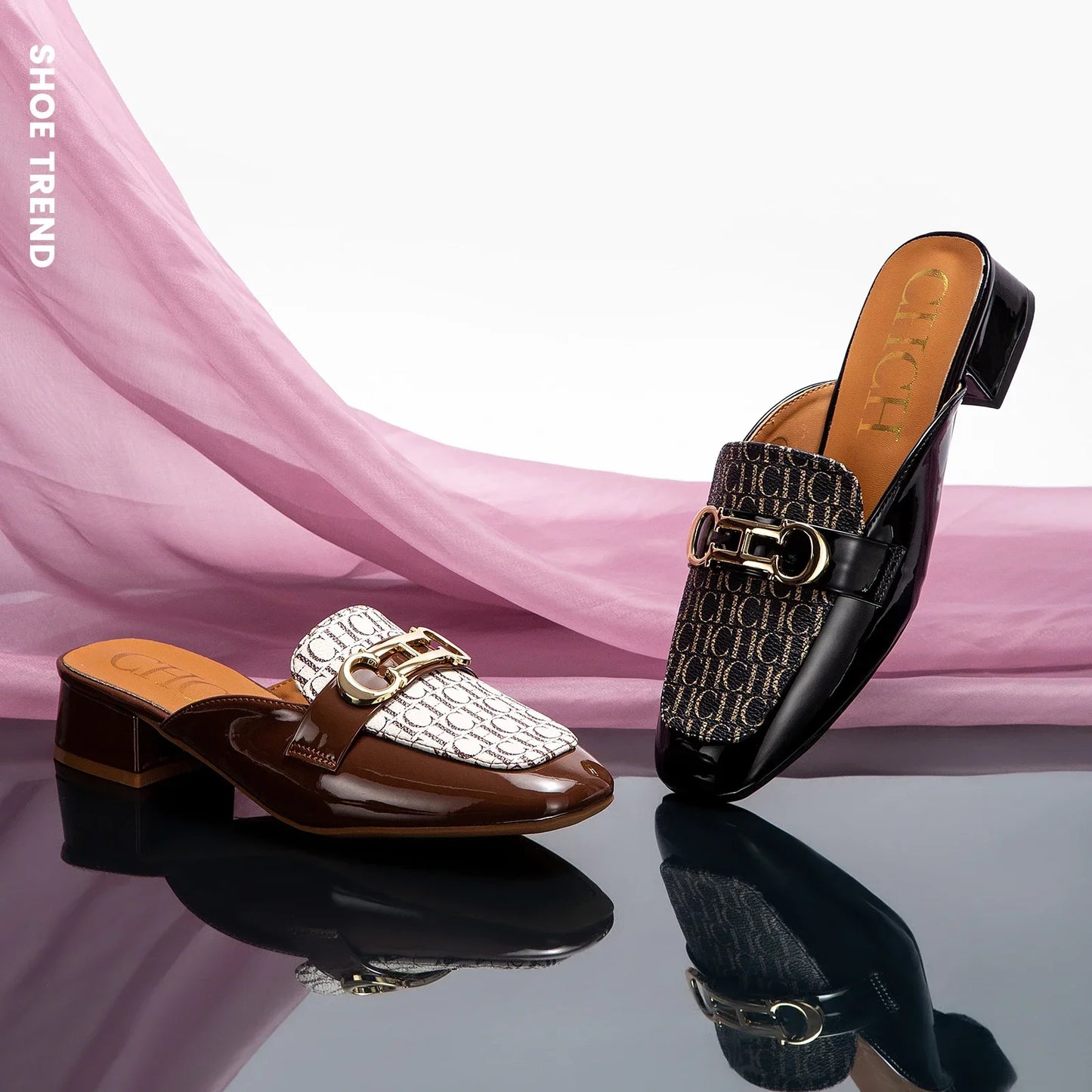 Woman Middle Heel Slippers Luxury Brand Women's Shoes Retro Design 2025 Summer New