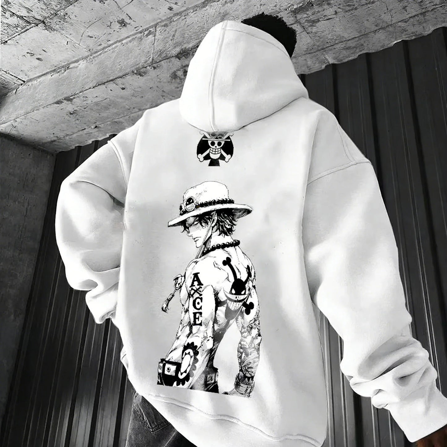Anime Ace Hand Drawn Printed Hoodie Spring/Autumn New Harajuku Men's and Women's Loose Casual Parent Child Sweater Top