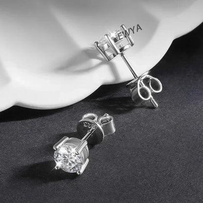 Real 0.2-3CT D Color Moissanite Stud Earrings For Women Party 4 Prong S925 Silver 0.1CT 3mm Pass Diamond Test Earring Gift