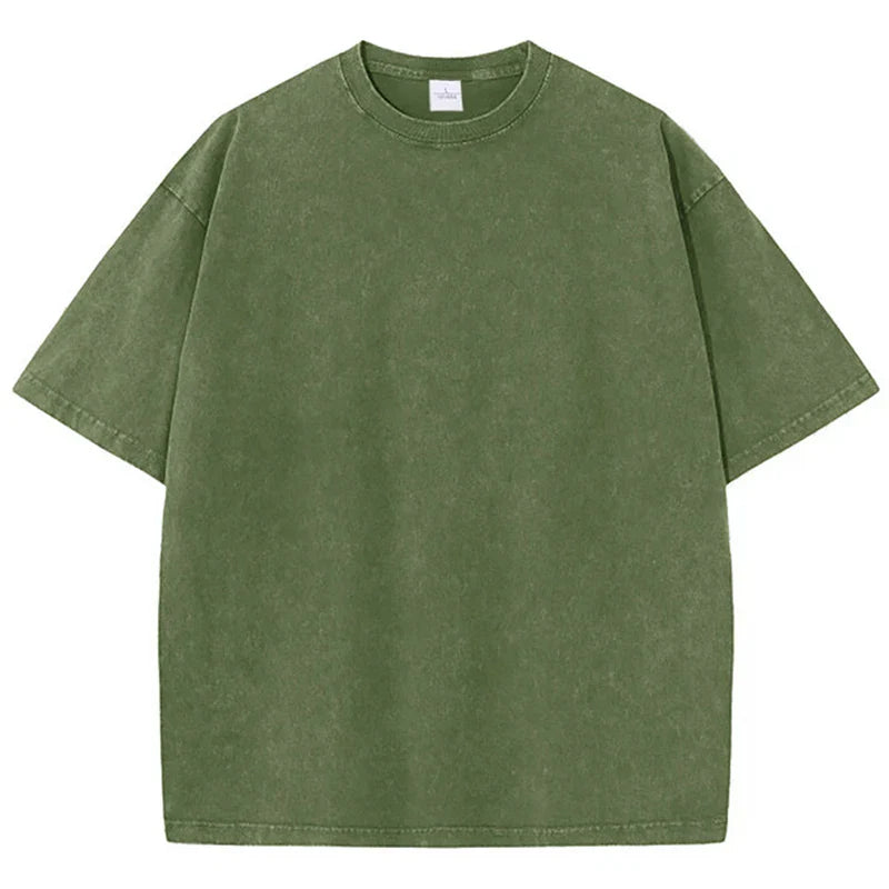 Women Cotton Washed Solid T-Shirt Summer Casual Short Sleeve O-Neck Distressed Tops Fashion Street Oversize Tees Female Clothing