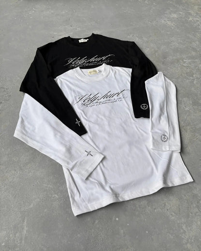 2025 New Harajuku American Retro Fashion Letter Printed Long Sleeved T-shirt Casual Loose Street Style Printed Tops StreetWear