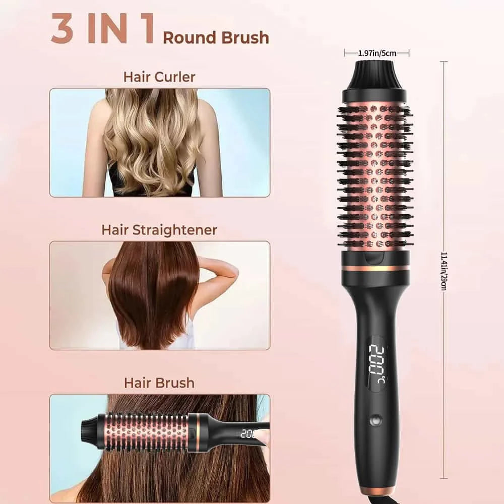 Thermal Brush Styling Comb Electric Fast Heating Anti Scald 3 in 1 Straightener Heated Brush Professional Hair Styling Brush