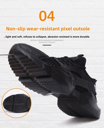 New Men's Summer Safety Work Shoes - Lightweight Soft Breathable Steel Toe Anti-Smash Anti-Puncture Footwear