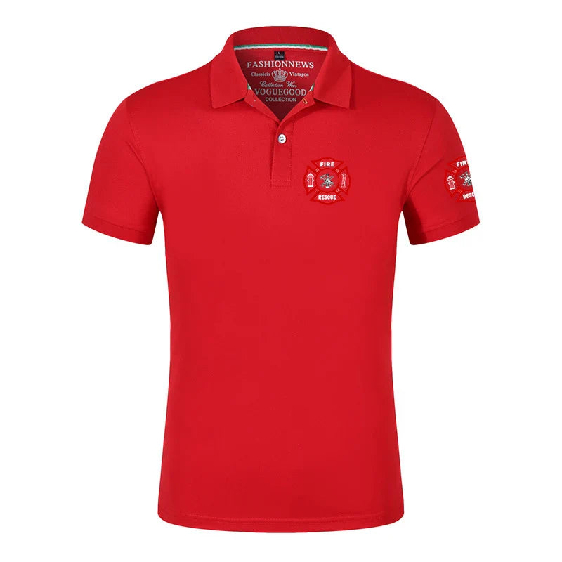 Firefighter Rescue Team Printing Fashion 2023 New Men's Summer Solid Color Short Sleeves Comfortable T-Shirts Polo Shirt Tops