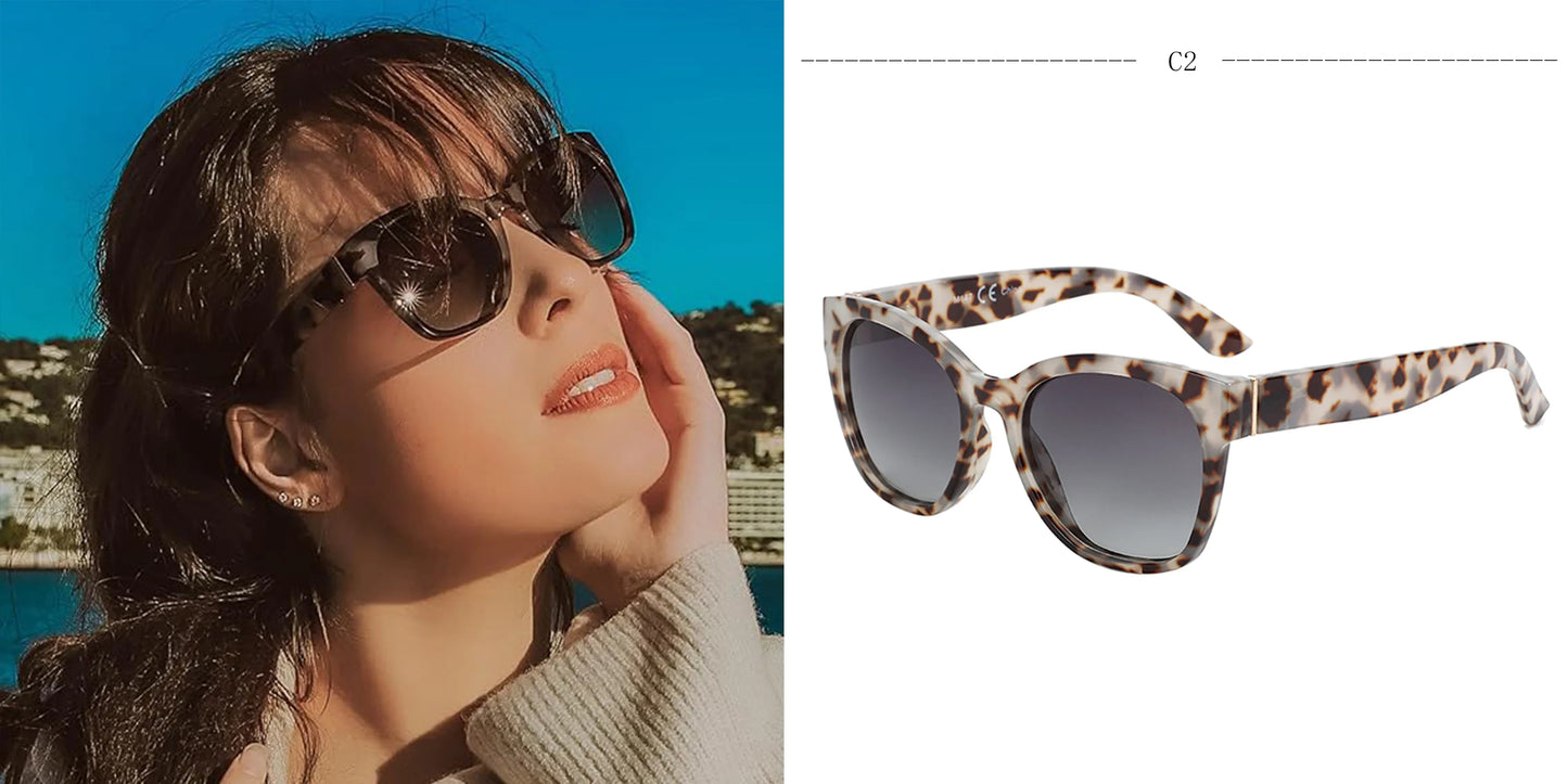 Fashion Cateye Polarized Sunglasses for Women - Oversized Sun Glasses UV400 Protection Retro Shades Designer Style