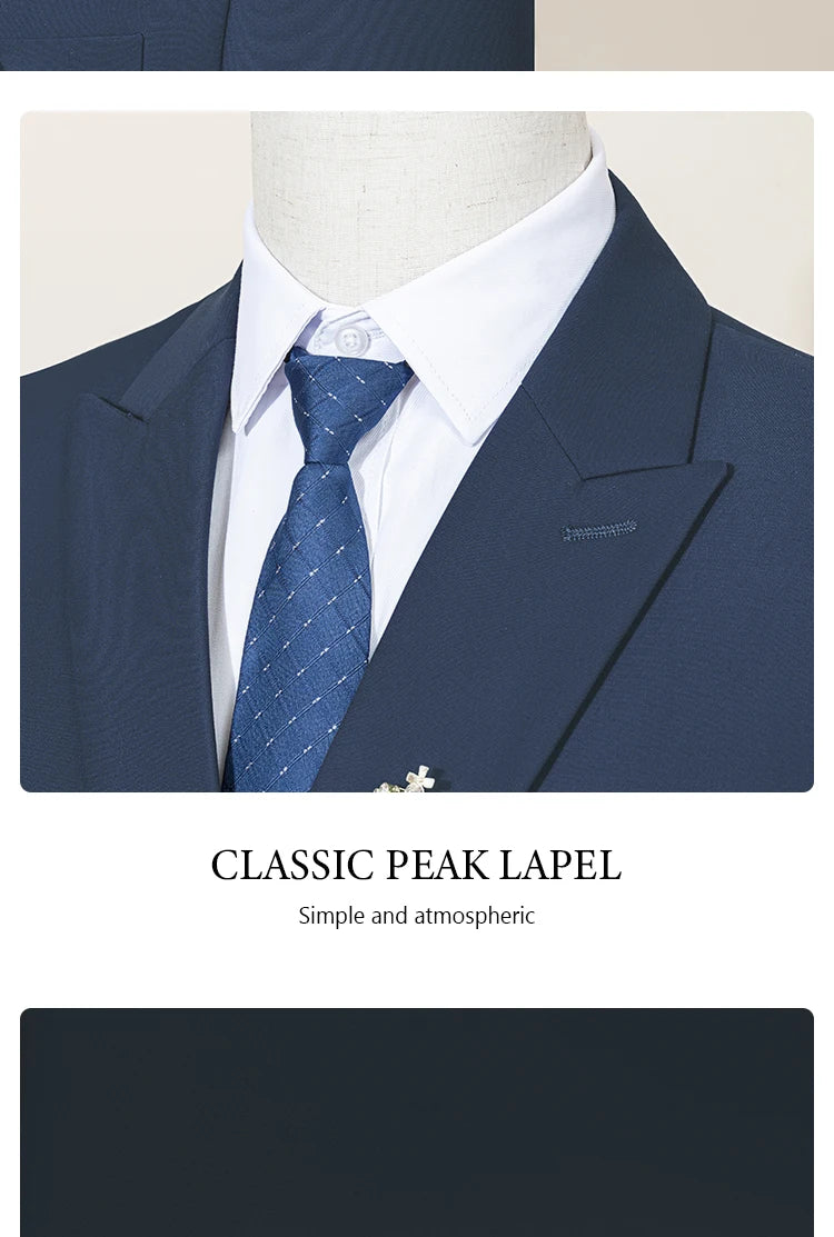Terno Masculino de Dois Botões Elegante e Casual Slim Fit para Noivo Blazer Jaqueta Calças para Festa