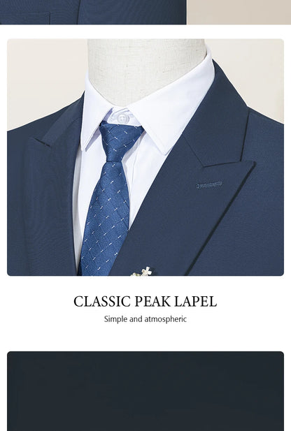 Terno Masculino de Dois Botões Elegante e Casual Slim Fit para Noivo Blazer Jaqueta Calças para Festa