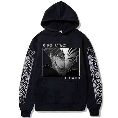 Japan Anime Cartoon Manga Peripherals Hoodies Bleach Print Pullovers Long Sleeve Harajuku Fashion Fleece Warm Casual Sweatshirt