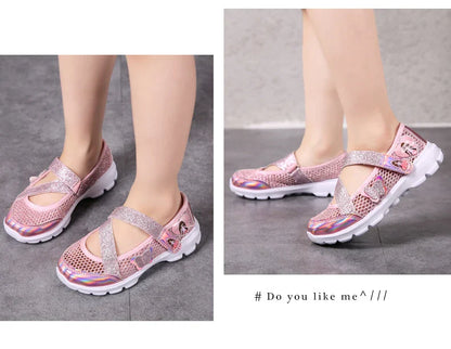 Summer Brand Non-slip Beach Shoes Children Sandals Girls Casual Shoes Kids Flowers Princess Flat Shoes Size 26-36