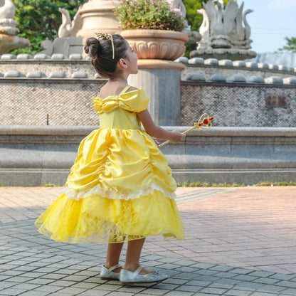 Girls Belle Cosplay Princess Dress Children Beauty Beast Clothes Birthday Carnival Christmas Party Costume Kids Ball Gown 2-11T