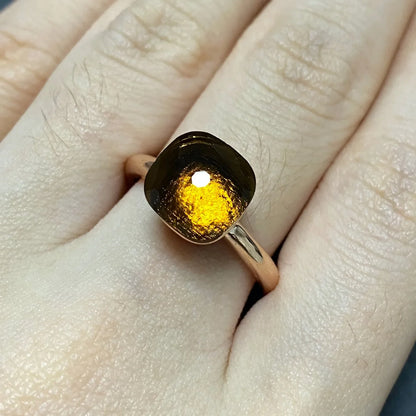 Stylish Purple Crystal Rose Gold Plated Candy Ring 30 Colors Simple Candy Color Jewelry Gift for Women Valentine's Day