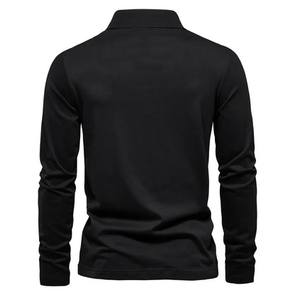 Brand Long Sleeve Men's Polo Shirts 100% Cotton Solid Color Casual Polo Shirts for Men New Sping Autumn Basic Polos Men