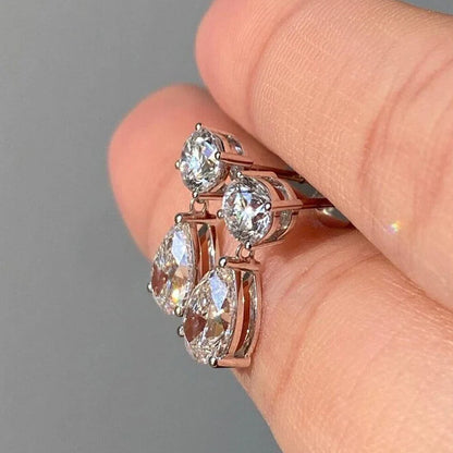 3cttw  Certified Oval/Round Cut Moissanite Diamond Drop Earrings for Women 100% 925 Sterling Silver Stud Earring Fine Jewelry